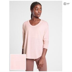 Athleta Women's Cloudlight Stratus Striped Top Long Sleeve Pale Pink Size 1X